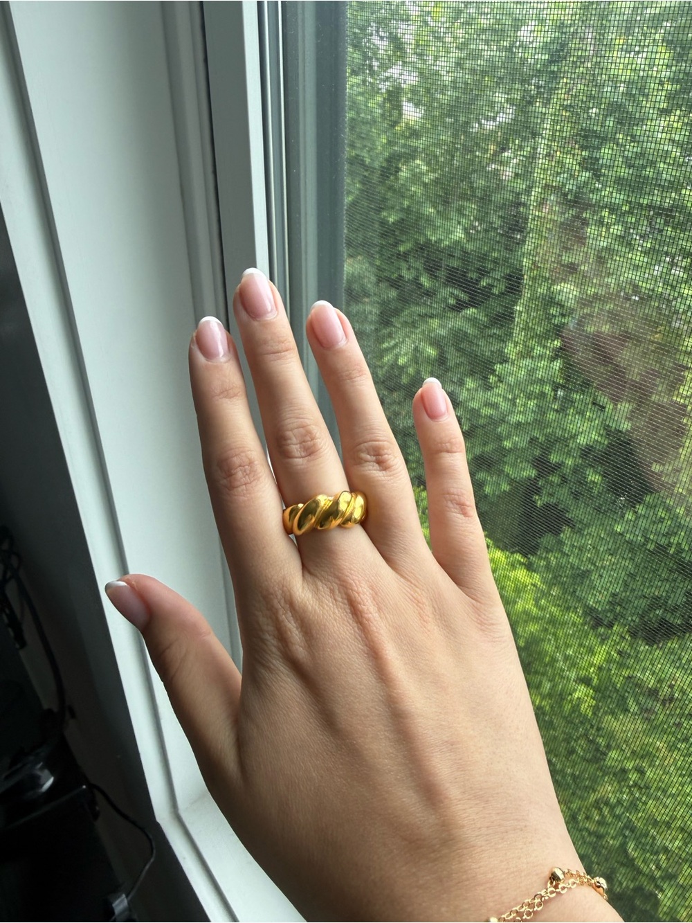 Gold Twisted Dome Ring - Women's Fashion Ring size 8